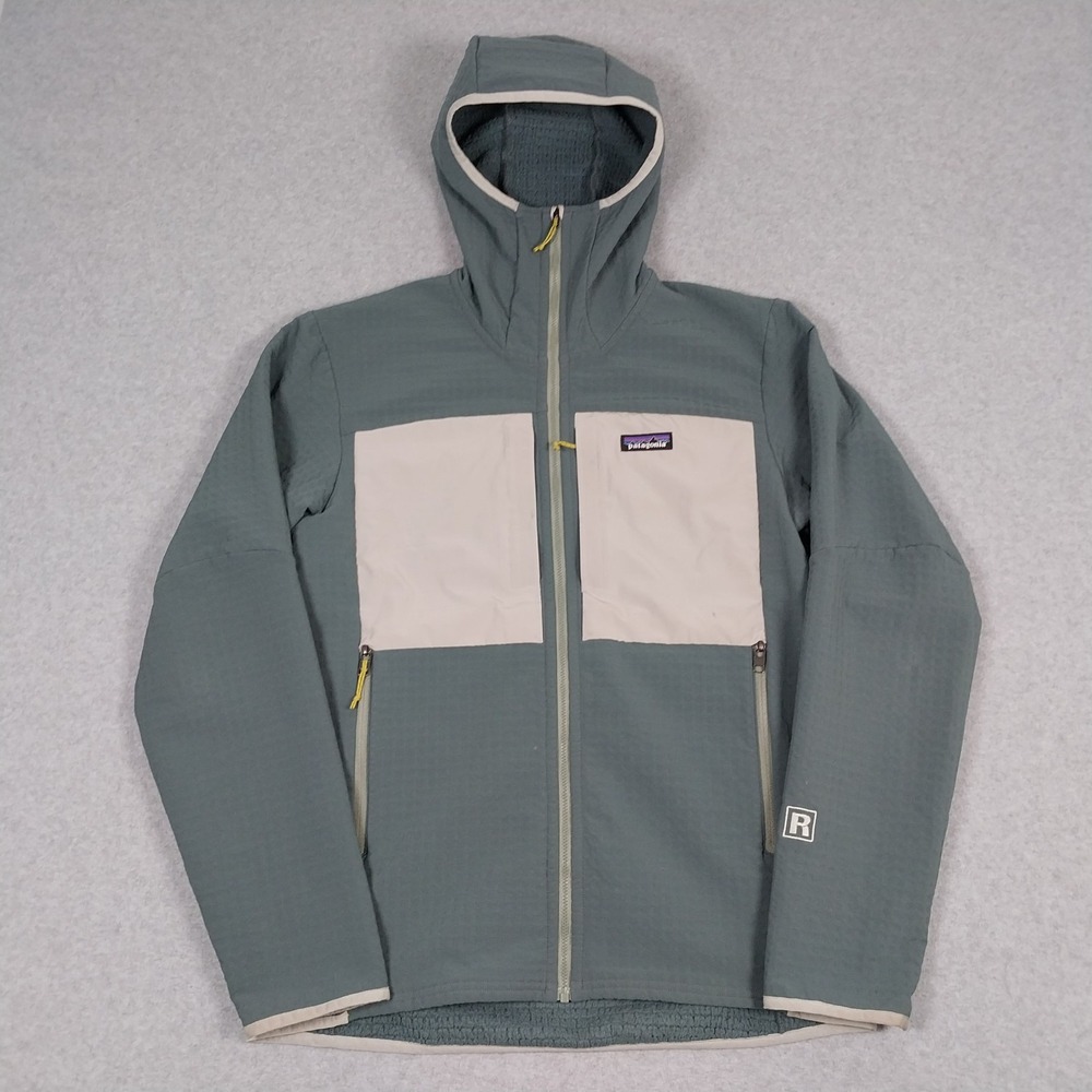 Patagonia Jacket Mens Medium Green R2 TechFace Hoody Outdoors Hiking Active